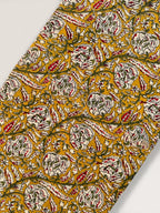 Bagru Hand Block Print Cotton Fabric – Natural Vegetable Dyed Mustard Floral Print – Traditional Bagru Style Fabric by Yard