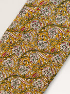 Bagru Hand Block Print Cotton Fabric – Natural Vegetable Dyed Mustard Floral Print – Traditional Bagru Style Fabric by Yard