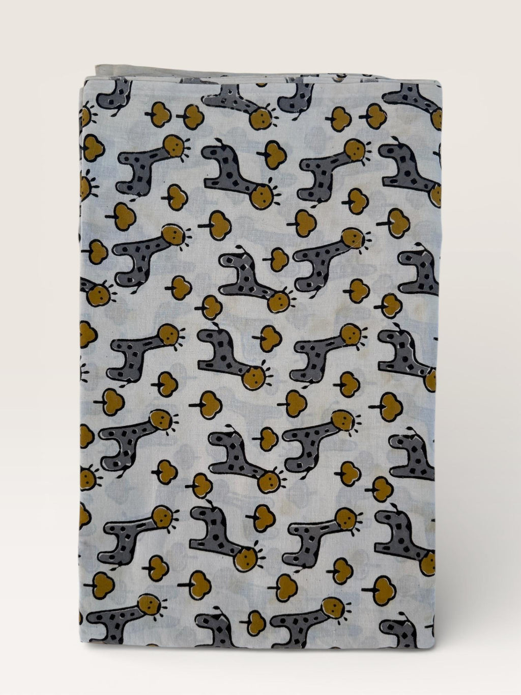 Bagru Hand Block Print Cotton Fabric – Natural Dye Cute Giraffe Print – Kids Animal Print Fabric – Vegetable Dyed Indian Cotton by Yard