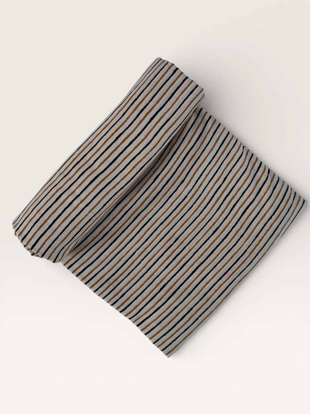 Bagru Hand Block Print Stripe Cotton Fabric – Natural Dye Mustard & Black Stripes – Minimalist Vegetable Dyed Fabric by Yard