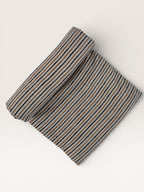 Bagru Hand Block Print Stripe Cotton Fabric – Natural Dye Mustard & Black Stripes – Minimalist Vegetable Dyed Fabric by Yard