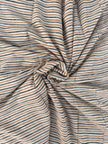 Bagru Hand Block Print Stripe Cotton Fabric – Natural Dye Mustard & Black Stripes – Minimalist Vegetable Dyed Fabric by Yard