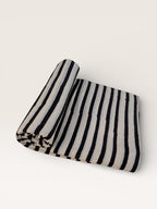 Bagru Hand Block Print Stripe Cotton Fabric – Natural Dye Off White base & Black Stripes – Minimalist Vegetable Dyed Fabric by Yard