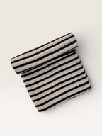 Bagru Hand Block Print Stripe Cotton Fabric – Natural Dye Off White base & Black Stripes – Minimalist Vegetable Dyed Fabric by Yard