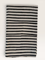 Bagru Hand Block Print Stripe Cotton Fabric – Natural Dye Off White base & Black Stripes – Minimalist Vegetable Dyed Fabric by Yard