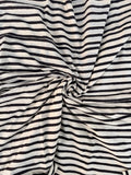 Bagru Hand Block Print Stripe Cotton Fabric – Natural Dye Off White base & Black Stripes – Minimalist Vegetable Dyed Fabric by Yard