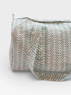 Teal Chevron Block Print Duffle Bag – Handmade Quilted Cotton Weekender Bag – Indian Travel Tote – Lightweight Gym & Overnight Bag