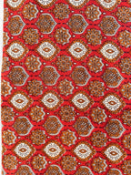 Bagru Block Print Cotton Fabric by Yard, Red Natural Dye Hand Block Printed Fabric, Floral Geometric Indian Textile, Sewing Craft Fabric