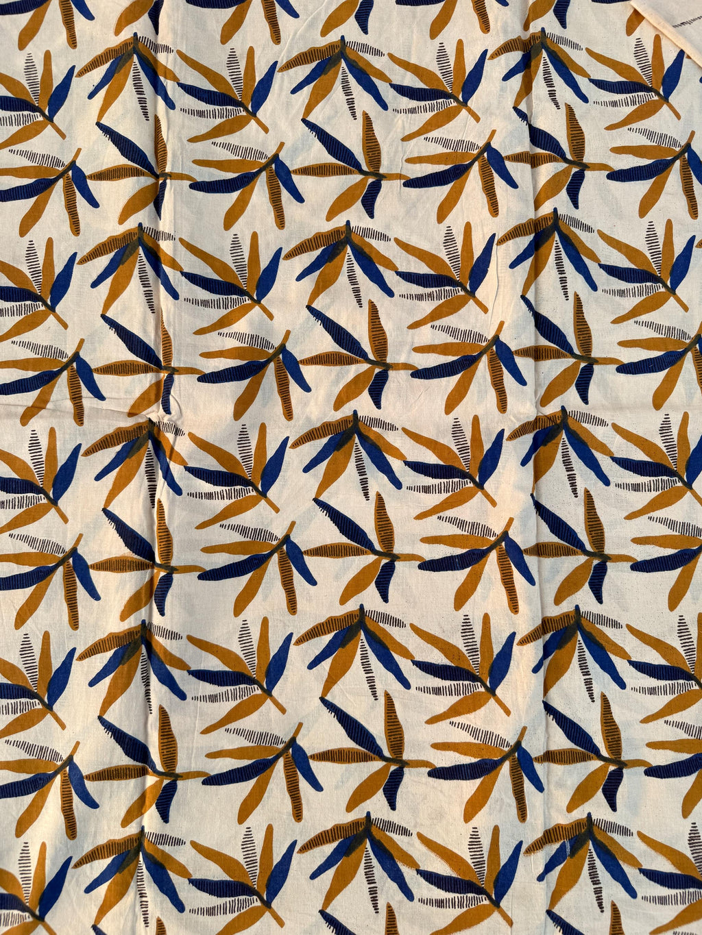 Bagru Block Print Cotton Fabric, Natural Dye Leaf Print Fabric by Yard, Hand Block Printed Indian Textile , Sewing Quilting Craft Fabric
