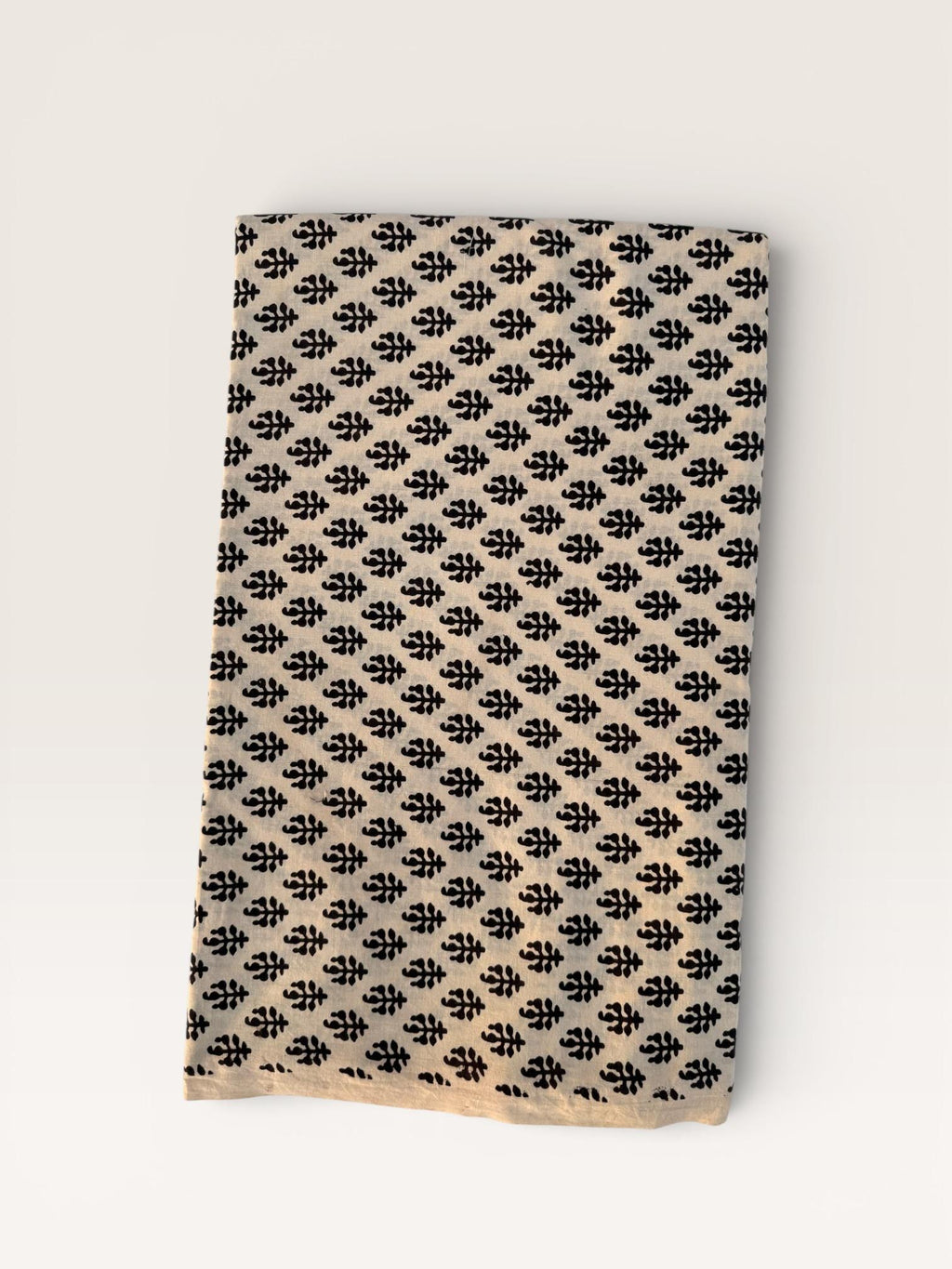 Bagru Block Print Cotton Fabric by Yard, Black Floral Booti on Beige Natural Dye Fabric,Block Printed Indian Textile, Sewing Quilting Fabric