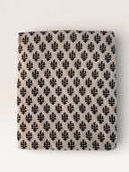 Bagru Block Print Cotton Fabric by Yard, Black Floral Booti on Beige Natural Dye Fabric,Block Printed Indian Textile, Sewing Quilting Fabric