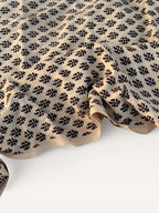 Bagru Block Print Cotton Fabric by Yard, Black Floral Booti on Beige Natural Dye Fabric,Block Printed Indian Textile, Sewing Quilting Fabric