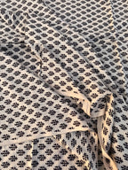 Bagru Block Print Cotton Fabric by Yard, Black Floral Booti on Beige Natural Dye Fabric,Block Printed Indian Textile, Sewing Quilting Fabric