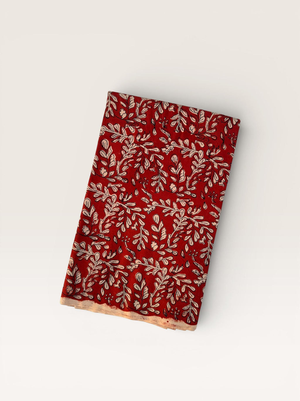 Bagru Block Print Cotton Fabric by Yard, Red Floral Vine Natural Dye Fabric, Hand Block Printed Indian Textile, Sewing Quilting Craft Fabric