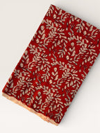 Bagru Block Print Cotton Fabric by Yard, Red Floral Vine Natural Dye Fabric, Hand Block Printed Indian Textile, Sewing Quilting Craft Fabric
