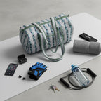 Blue Floral Block Print Quilted Duffle Bag | Handmade Cotton Weekender Bag | Indian Handblock Travel Bag | Boho Overnight Gym Bag