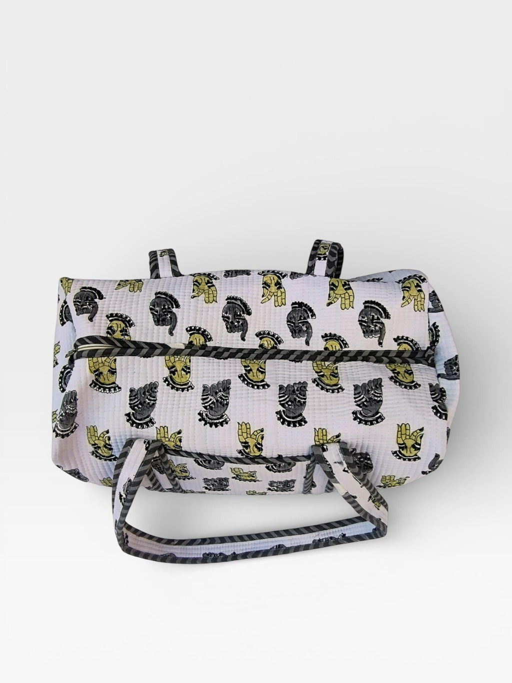 Hand Block Print Cotton Duffle Bag, Waffle Fabric Travel Bag, Handmade Weekend Bag, Lightweight Gym Bag, Eco Friendly Gift