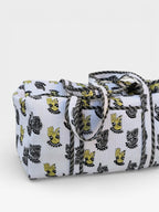 Hand Block Print Cotton Duffle Bag, Waffle Fabric Travel Bag, Handmade Weekend Bag, Lightweight Gym Bag, Eco Friendly Gift