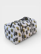 Hand Block Print Cotton Duffle Bag, Waffle Fabric Travel Bag, Handmade Weekend Bag, Lightweight Gym Bag, Eco Friendly Gift