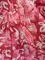 Pink Floral Block Print Sarong – Handmade Cotton Beach Wrap, Boho Pareo, Summer Swim Cover Up, Resort Wear Sarong, Beach Dress Wrap