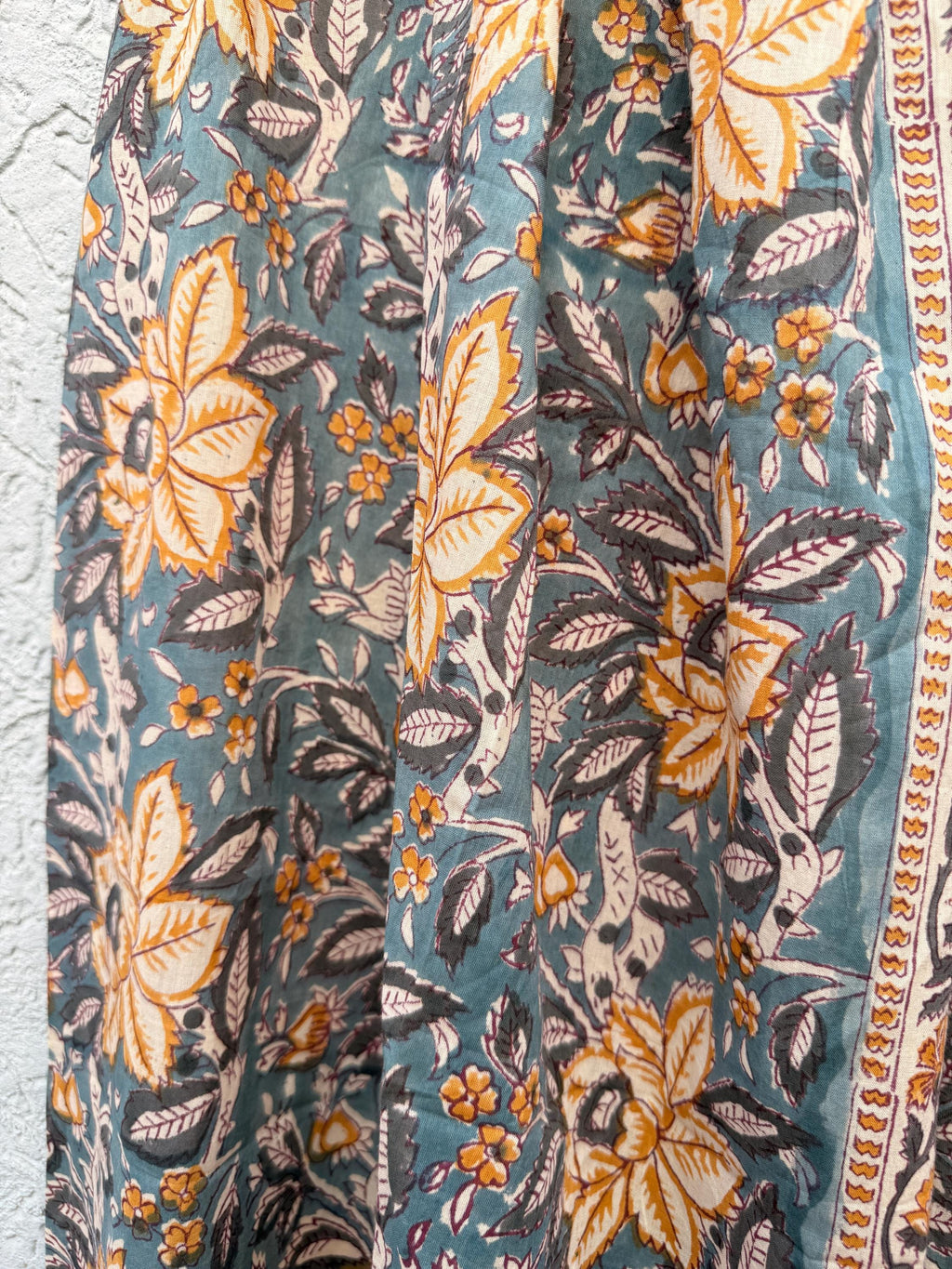 Grey Floral Block Print Sarong – Handmade Cotton Beach Wrap Boho Pareo, Lightweight Beach Cover Up, Resort Wear Sarong, Summer Vacation Wrap
