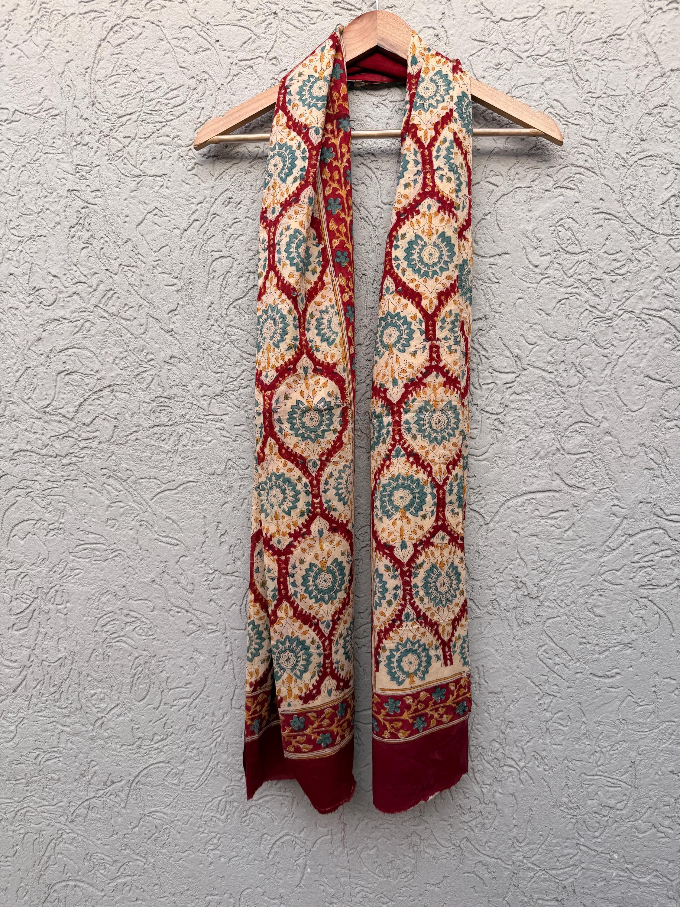 Red Boho Medallion Print Sarong – Handmade Cotton Beach Wrap, Bohemian Pareo, Lightweight Swim Cover Up, Resort Wear Sarong, Summer  Wrap