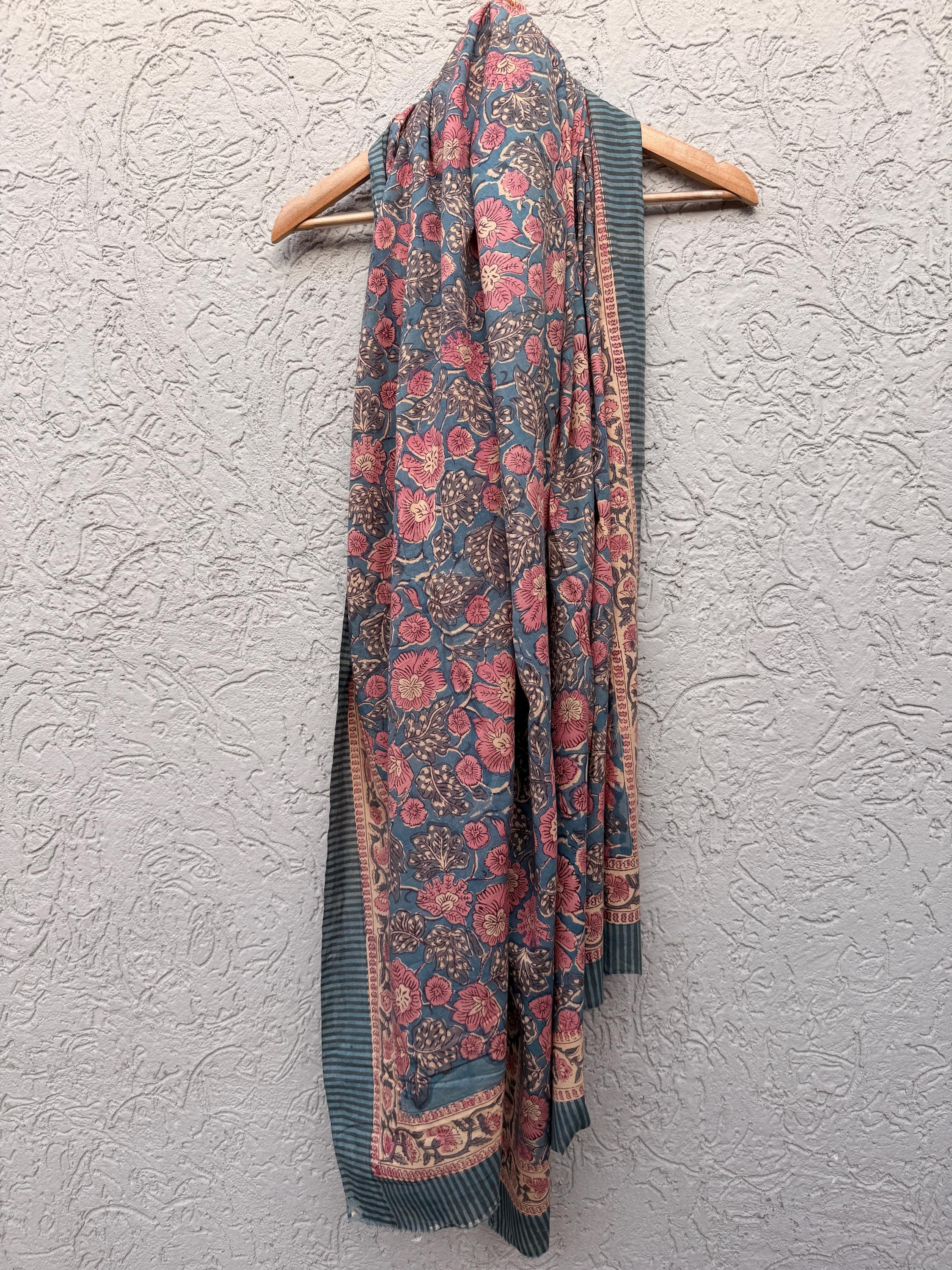 Hand Block Print Sarong | Floral Cotton Beach Wrap | Boho Pareo Skirt | Indian Block Print Cover Up | Summer Beach Sarong | Vacation  Wear