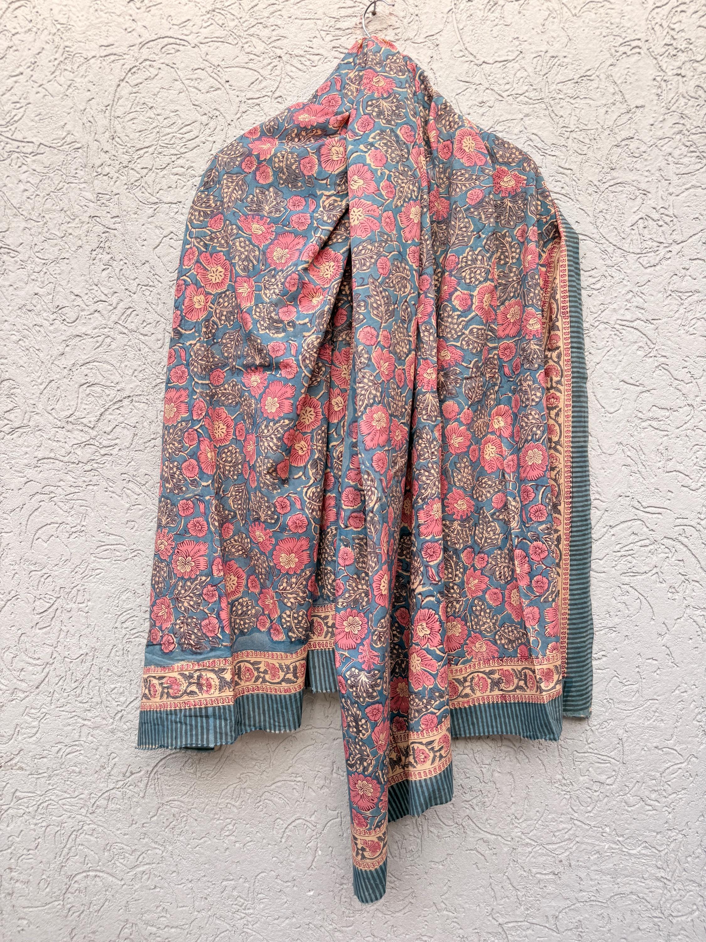 Hand Block Print Sarong | Floral Cotton Beach Wrap | Boho Pareo Skirt | Indian Block Print Cover Up | Summer Beach Sarong | Vacation  Wear