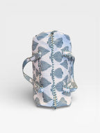 Handmade Cotton Block Print Duffle Bag – Blue Leaf Print Quilted Weekender Bag – Indian Jaipuri Travel Tote – Overnight Gym Bag