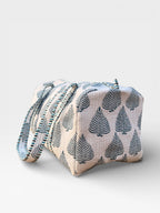 Handmade Cotton Block Print Duffle Bag – Blue Leaf Print Quilted Weekender Bag – Indian Jaipuri Travel Tote – Overnight Gym Bag