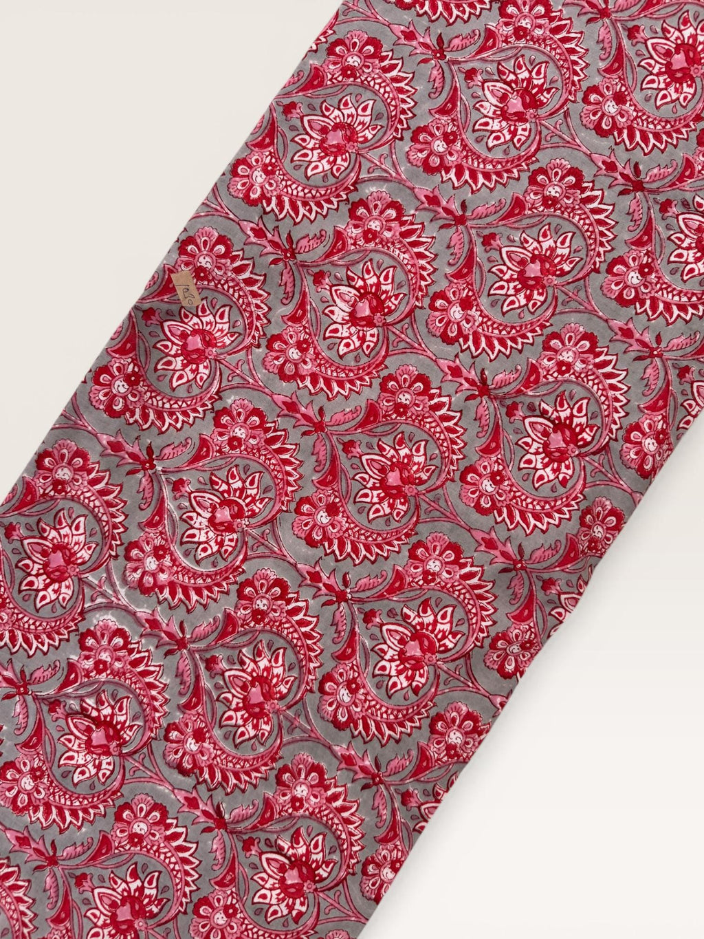Red Floral Paisley Hand Block Print Cotton Fabric by Yard, Indian Running Fabric, Jaipur Block Print Textile for Dress,Quilting & DIY Sewing