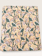 Yellow Floral Hand Block Print Cotton Fabric by Yard, Indian Running Fabric, Jaipur Block Print Textile for Dress, Quilting, Craft Sewing