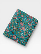 Hand Block Print Cotton Fabric, Turquoise Floral Fabric, Indian Handmade Cotton, Soft Cambric Fabric by Yard, Dressmaking & Home Decor