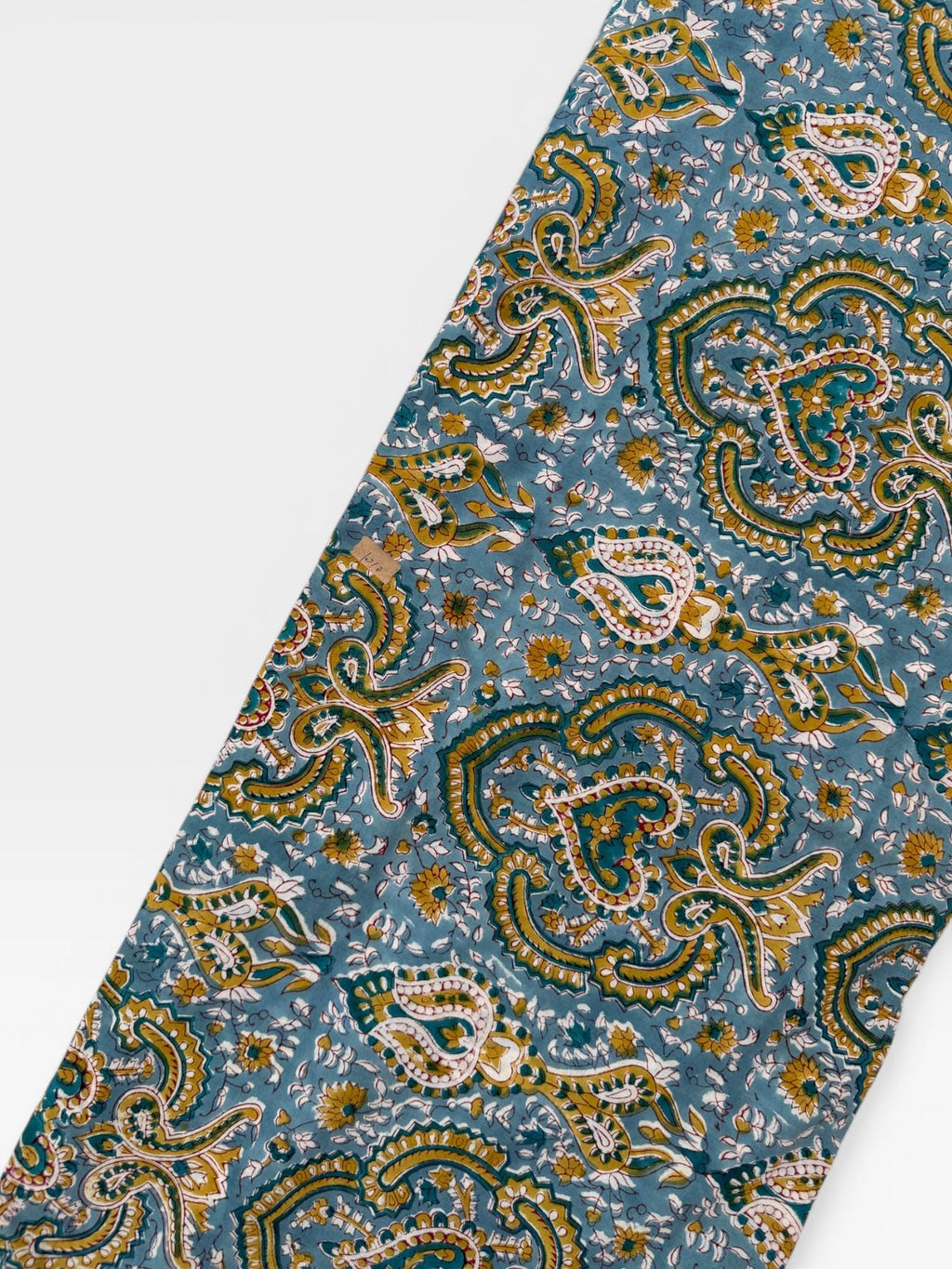 Blue Paisley Hand Block Print Cotton Fabric, Indian Floral Cambric Fabric by Yard, Boho Paisley Textile, Soft Lightweight Dressmaking Fabric