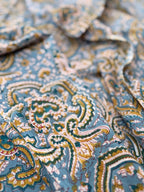 Blue Paisley Hand Block Print Cotton Fabric, Indian Floral Cambric Fabric by Yard, Boho Paisley Textile, Soft Lightweight Dressmaking Fabric