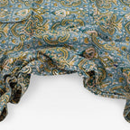 Blue Paisley Hand Block Print Cotton Fabric, Indian Floral Cambric Fabric by Yard, Boho Paisley Textile, Soft Lightweight Dressmaking Fabric