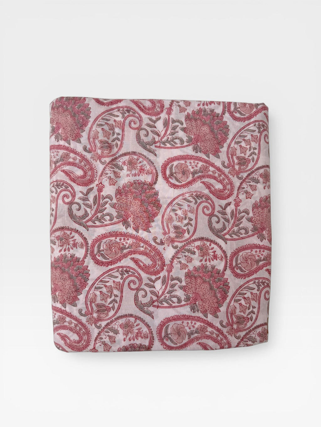 Pink Paisley Hand Block Print Cotton Fabric, Indian Floral Cambric Fabric by Yard, Soft Romantic Boho Textile, Dressmaking & Home Decor