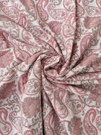 Pink Paisley Hand Block Print Cotton Fabric, Indian Floral Cambric Fabric by Yard, Soft Romantic Boho Textile, Dressmaking & Home Decor