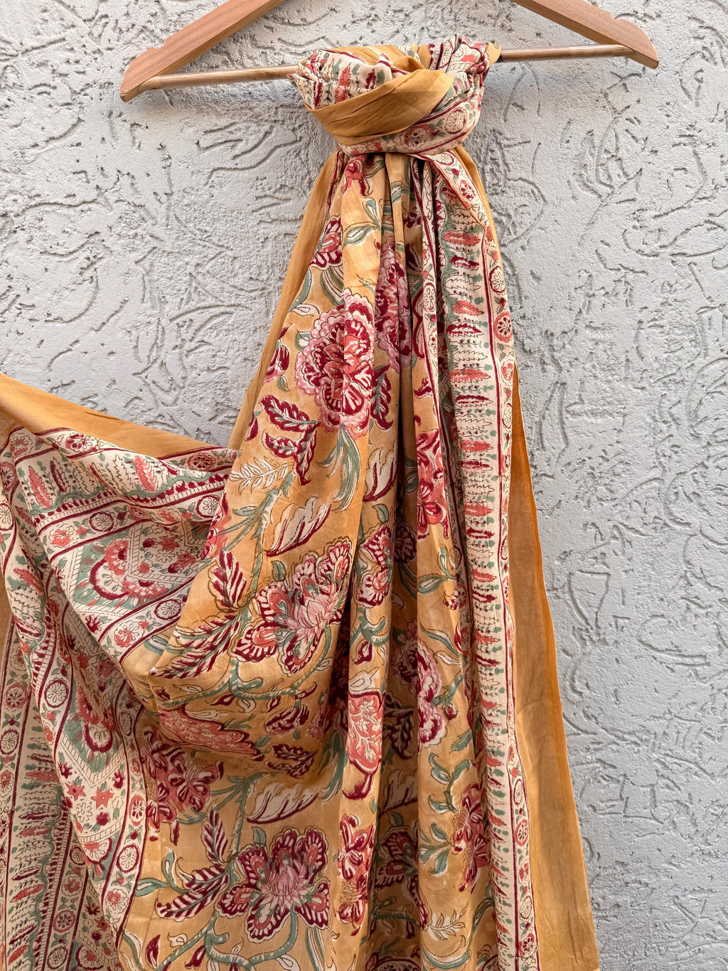 Handmade Cotton Block Print Sarong – Floral Jaipuri Beach Wrap – Indian Hand Block Printed Pareo – Boho Summer Cover Up – Lightweight Sarong