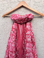 Pink Floral Block Print Sarong – Handmade Cotton Beach Wrap, Boho Pareo, Summer Swim Cover Up, Resort Wear Sarong, Beach Dress Wrap