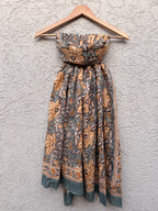 Grey Floral Block Print Sarong – Handmade Cotton Beach Wrap Boho Pareo, Lightweight Beach Cover Up, Resort Wear Sarong, Summer Vacation Wrap