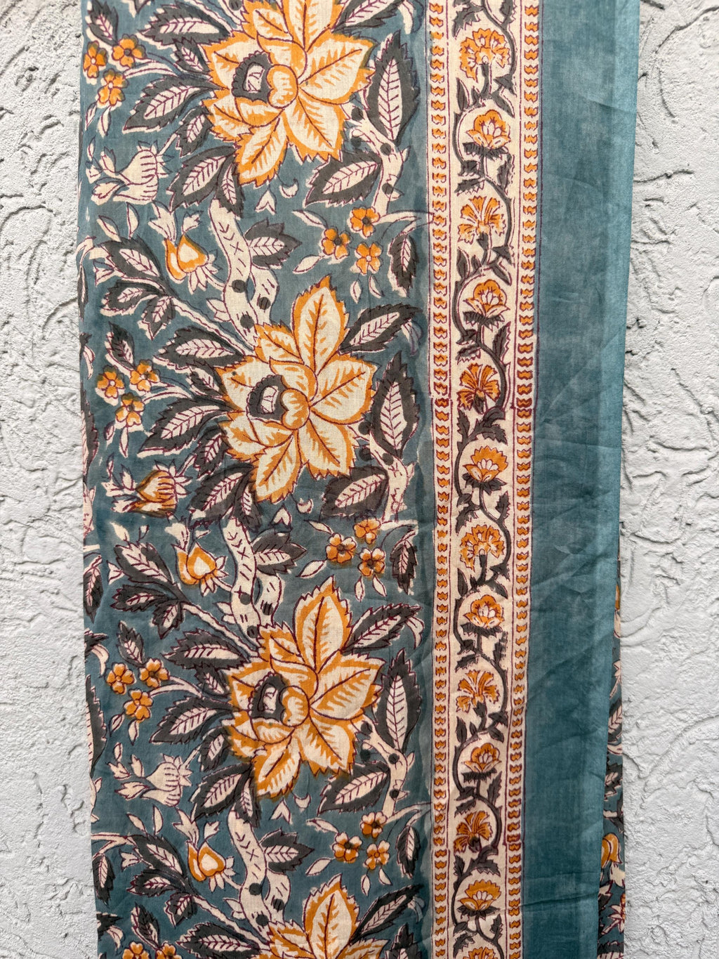 Grey Floral Block Print Sarong – Handmade Cotton Beach Wrap Boho Pareo, Lightweight Beach Cover Up, Resort Wear Sarong, Summer Vacation Wrap
