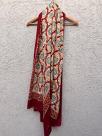 Red Boho Medallion Print Sarong – Handmade Cotton Beach Wrap, Bohemian Pareo, Lightweight Swim Cover Up, Resort Wear Sarong, Summer  Wrap