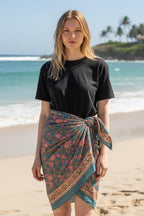 Hand Block Print Sarong | Floral Cotton Beach Wrap | Boho Pareo Skirt | Indian Block Print Cover Up | Summer Beach Sarong | Vacation  Wear