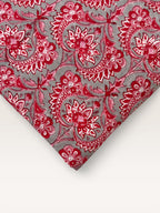 Red Floral Paisley Hand Block Print Cotton Fabric by Yard, Indian Running Fabric, Jaipur Block Print Textile for Dress,Quilting & DIY Sewing