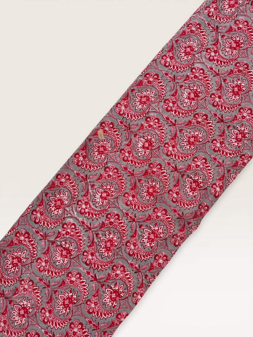 Red Floral Paisley Hand Block Print Cotton Fabric by Yard, Indian Running Fabric, Jaipur Block Print Textile for Dress,Quilting & DIY Sewing