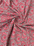 Red Floral Paisley Hand Block Print Cotton Fabric by Yard, Indian Running Fabric, Jaipur Block Print Textile for Dress,Quilting & DIY Sewing