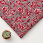 Red Floral Paisley Hand Block Print Cotton Fabric by Yard, Indian Running Fabric, Jaipur Block Print Textile for Dress,Quilting & DIY Sewing