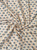 Yellow Floral Hand Block Print Cotton Fabric by Yard, Indian Running Fabric, Jaipur Block Print Textile for Dress, Quilting, Craft Sewing