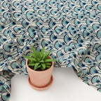 Blue Floral Hand Block Print Cotton Fabric by Yard, Indian Blockprint Fabric, Natural Dye Soft Cotton Fabric for Dresses, Quilting & Sewing